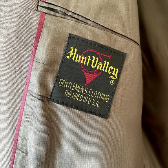 Vintage Hunt Valley 2-Piece Wool Suit Size 44 Brown Made in USA Sport Coat Pants - Picture 8 of 16